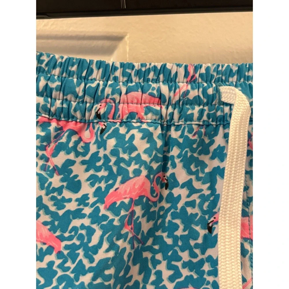 Chubbies Youth Boys Swim Trunks Pink Flamingo Teal Blue Mesh Lined Shorts XS 6/7